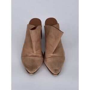 REPORT Women's Tan Suede Tisha Pointed-Toe Block Stacked-Heel Mules SZ 8.5